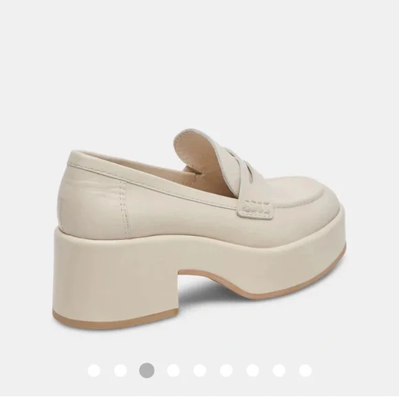New! Dolce Vita Yanni Platform Leather Penny Loafer Cream - Picture 3 of 12